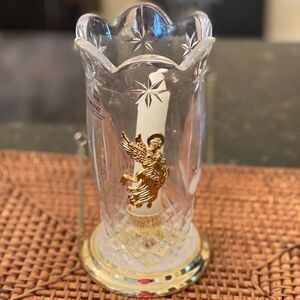 7” Bohemian Lead Crystal Angel Candle Holder Heavy